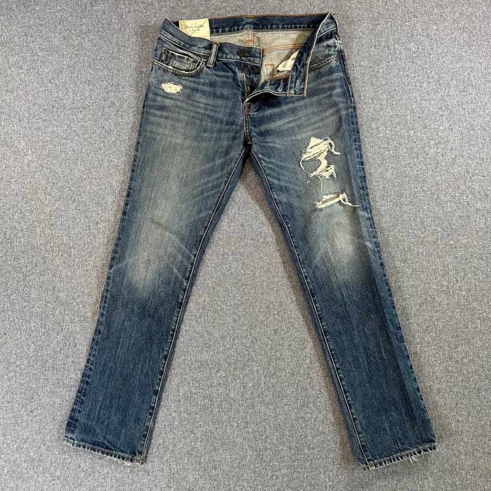 Abercrombie & Fitch Jeans Mens 31x30 The A&F Skinny Blue Distressed Ripped
